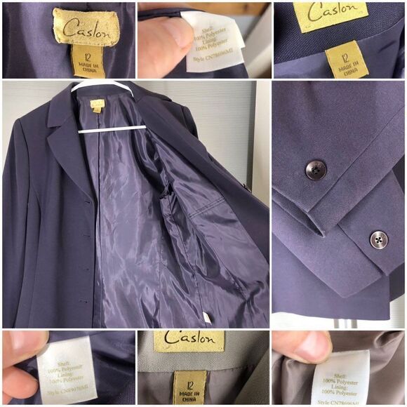 Sz 12- Nordstrom Caslon Skirt Suit Set: Blazer + 2 Skirts Purple Beige Career - Picture 2 of 10